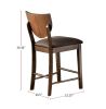 Set of 2pc Counter Height Chairs Dining Room Walnut Finish Solid wood Dark Chocolate Fabric Upholstered Modern Chair