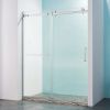 56-60"W x 75"H Semi-Frame Single Sliding Shower Door, 304 Stainless Steel in Brushed Nickel, 5/16 inches (8mm) Thick SGCC Tempered Clear Glass.