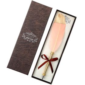European Retro Feather Pen Gift Box (Option: SP008036 Gold Head Dirty Pink-0.5mm)