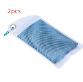 Mountaineering Bag Cooling Ice Feeling Cold Feeling Towel Ice-cold Towel (Option: Sky Blue 2pcs-Rounded corners 30x90cm)