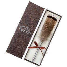 European Retro Feather Pen Gift Box (Option: SP008019TC Flat Turkey-0.5mm)