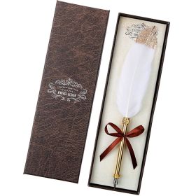 European Retro Feather Pen Gift Box (Option: SP008037 Gold Scallion Stalk-0.5mm)