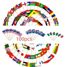 Paper Toothpick Flag Cake Dessert Steak Fruit Decorative Flag (Option: 100 Countries-Random 100pcs)