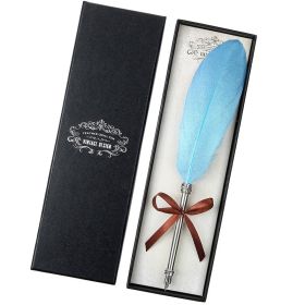 European Retro Feather Pen Gift Box (Option: SP008038 Glitter Blue-0.5mm)
