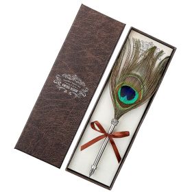European Retro Feather Pen Gift Box (Option: SP008035P Peacock Fur-0.5mm)